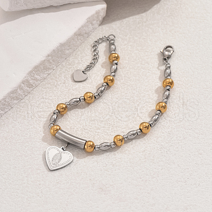 Stainless Steel Heart with Saint Benedict Charm Bracelets WP9367-2-1