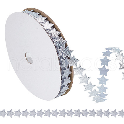 20 Yards Star Polyester Ribbon OCOR-WH0078-247B-1