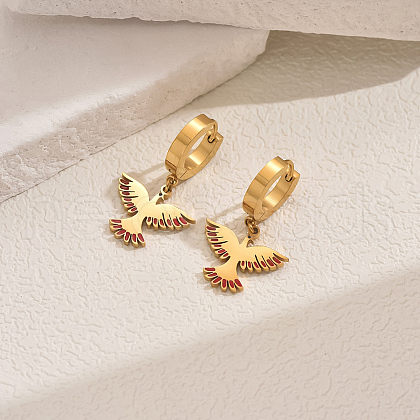 Stainless Steel Eagle Hoop Earrings BK5328-2-1