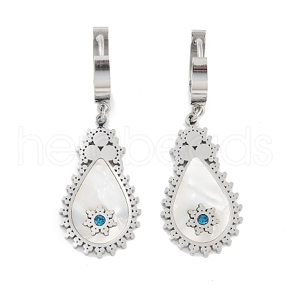 Teardrop 304 Stainless Steel Shell Dangle Earrings EJEW-L283-081P-1
