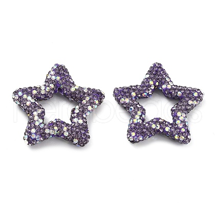 Star Shape Polymer Clay Rhinestone Beads CLAY-NH0001-06N-1