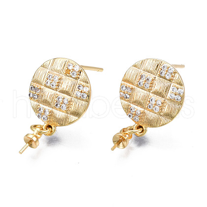 Brass Micro Pave Cubic Zirconia Stud Earring Findings KK-N233-136-1