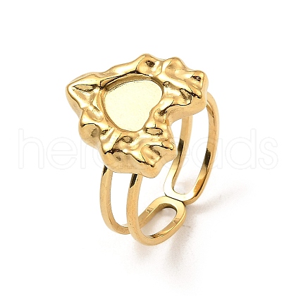 304 Stainless Steel Open Cuff Pad Ring Settings RJEW-Z018-39G-1
