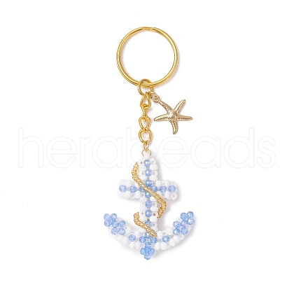 Iron Glass Seedbead Keychain KEYC-MZ00034-02-1