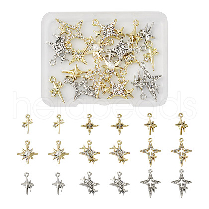 18Pcs 9 Style Brass Micro Pave Clear Cubic Zirconia Pendants KK-TA0001-10-1
