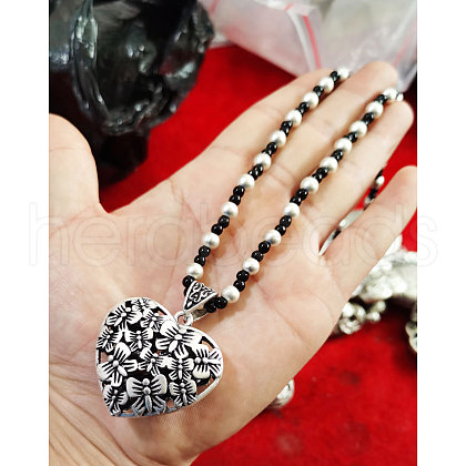 Ethnic Style Alloy Pendant Plastic Imitation Pearl Beaded Necklaces FS-WG6EDFA-07-1