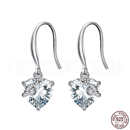 Cubic Zirconia Heart Dangle Earrings EJEW-P231-46P-04-1