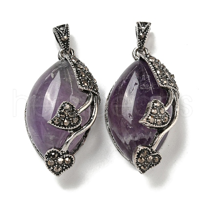 Natural Amethyst Horse Eye Pendants G-F766-01AS-04-1