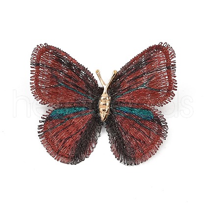 Butterfly Alloy Polyester Brooches for Backpack Clothes JEWB-M070-04PG-01-1
