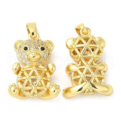 Rack Plating Brass Micro Pave Cubic Zirconia Pendants KK-M252-01G-1