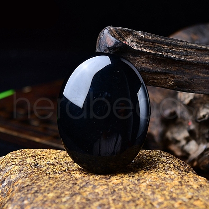 Mother's Day Gifts Natural Obsidian Oval Palm Stone Massager PW-WG63539-24-1
