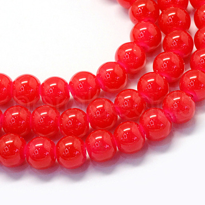 Baking Painted Imitation Jade Glass Round Bead Strands X-DGLA-Q021-6mm-05-1