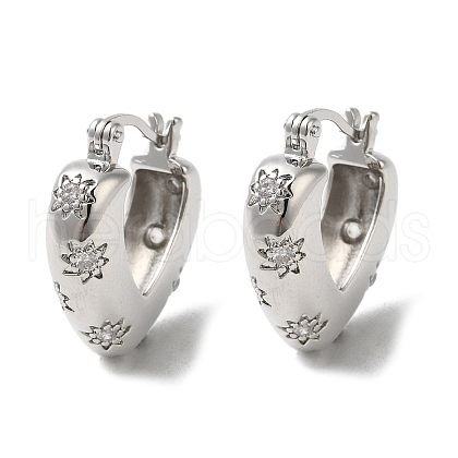 Rack Plating Brass Heart with Star Hoop Earrings with Cubic Zirconia EJEW-Q786-08P-1