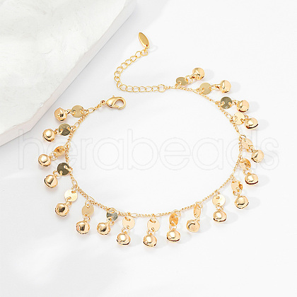 Fashionable Real 18K Gold Plated Brass Tassel Bell Anklet for Women Beach Casual Style ZR1813-1
