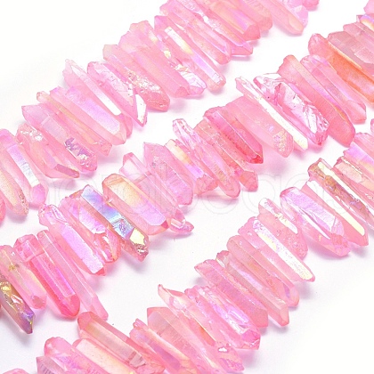 Electroplated Natural Quartz Crystal Beads Strands G-P368-05E-1