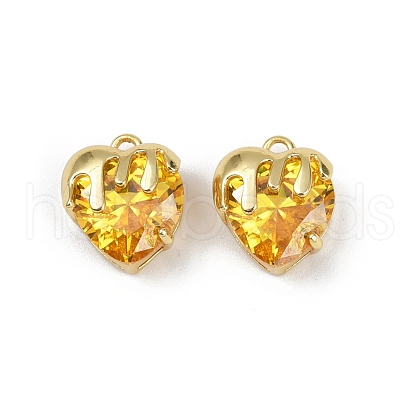 Brass Micro Pave Cubic Zirconia Charms KK-R226-06G-04-1