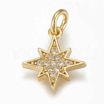 Brass Micro Pave Cubic Zirconia Charms ZIRC-Q015-041G-1