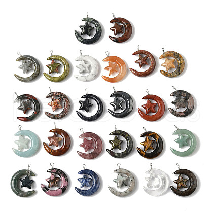 Natural & Synthetic Mixed Stone Pendants G-Z086-01P-1