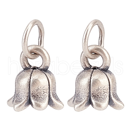 ARRICRAFT 2Pcs 925 Sterling Silver Flower Charms with Jump Rings STER-AR0001-05-1
