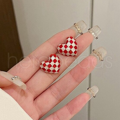 Alloy Enamel Stud Earrings EJEW-Z113-01G-B-1