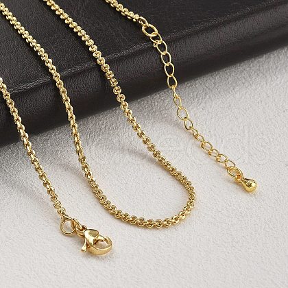 Brass Rolo Chains Necklaces for Women NJEW-D302-22G-1