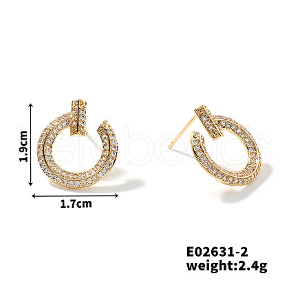 Fashionable Copper & Zircon Stud Earrings for Women JL0244-2-1