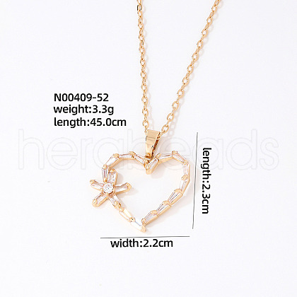 Elegant Brass Micro Pave Clear Cubic Zirconia Pendant Necklaces for Women EM4159-5-1