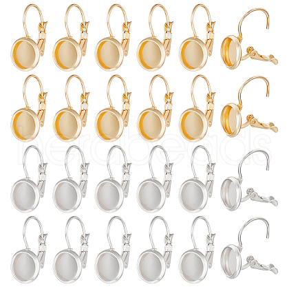 Beebeecraft 40Pcs 2 Colors 304 Stainless Steel Leverback Earring Settings STAS-BBC0003-73-1
