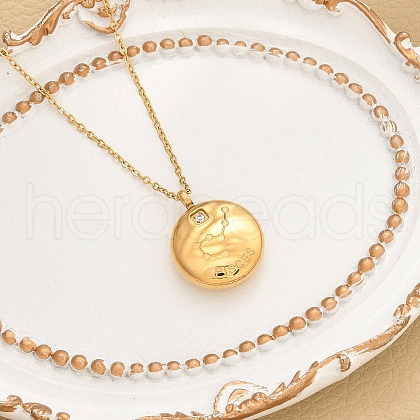 304 Stainless Steel Clear Cubic Zirconia Constellation Pendant Necklaces NJEW-R021-02G-06-1
