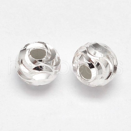 Fancy Cut 925 Sterling Silver Round Beads STER-F012-08B-1