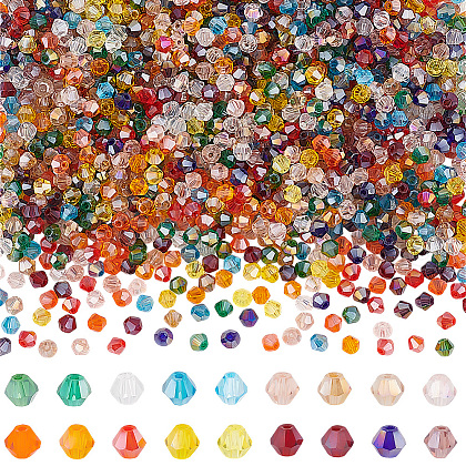 GOMAKERER 18 Strands 18 Colors Transparent Electroplate Glass Beads Strands EGLA-GO0001-05-1
