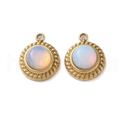 Opalite Half Round Charms STAS-L022-399G-03-1