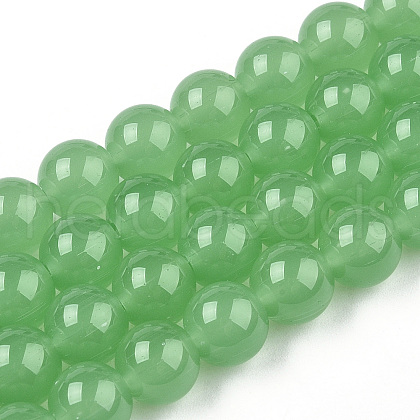 Imitation Jade Glass Beads Strands GLAA-T032-J8mm-02-1