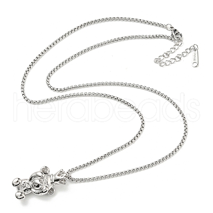 304 Stainless Steel Bear Pendants Necklaces NJEW-K259-03P-1