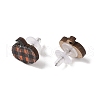 Wood Stud Steel Needle Earrings EJEW-U016-02P-01-3