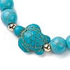 Round Synthetic Turquoise Beaded Stretch Bracelets BJEW-JB10269-04-2