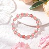 2Pcs Natural Green Aventurine & Cherry Quartz Glass Round Beaded Stretch Bracelets for Women BJEW-JB11927-4