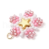 Glass Seed Beaded Star Pendants PALLOY-MZ00641-05-4