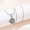 304 Stainless Steel Black Enamel Flat Round Pendant Pet Urn Ashes Necklaces NJEW-S455-09P-1