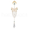 Iron Butterfly & Natural Green Aventurin Chips Beads Pendant Decorations HJEW-TA00252-1