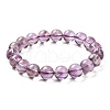 Natural Amethyst Round Beaded Stretch Bracelet BJEW-B071-01C-1