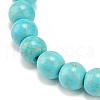 Synthetic Turquoise(Dyed) Beaded Stretch Bracelet with Skull Charm BJEW-JB08286-02-5