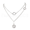 Tarnish Resistant 304 Stainless Steel Ring Link Chain Double Layer Necklaces & Bracelets Sets SJEW-JS01324-3