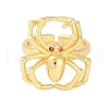 Halloween Spider Brass Rhinestone Open Cuff Rings RJEW-S419-01G-01-2