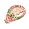 7Pcs 7 Styles Easter Theme Glass Seed Beaded Teardrop with Rabbit Carrot Pendants PALLOY-MZ00580-5