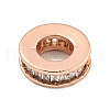 Rack Plating Brass Micro Pave Clear Cubic Zirconia European Beads KK-L215-021RG-1