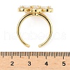 Flower Brass Micro Pave Cubic Zirconia Cuff Rings for Women RJEW-A069-14G-03-5