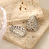 Stainless Steel Hammered Teardrop Stud Earrings & Pendant Necklaces Sets for Women ZG3175-1-3