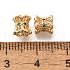 Brass Micro Pave Green Cubic Zirconia Beads KK-M318-24G-01-3