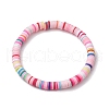 3Pcs 3 Colors Polymer Clay Disc Beaded Stretch Bracelet Sets BJEW-JB10439-02-4